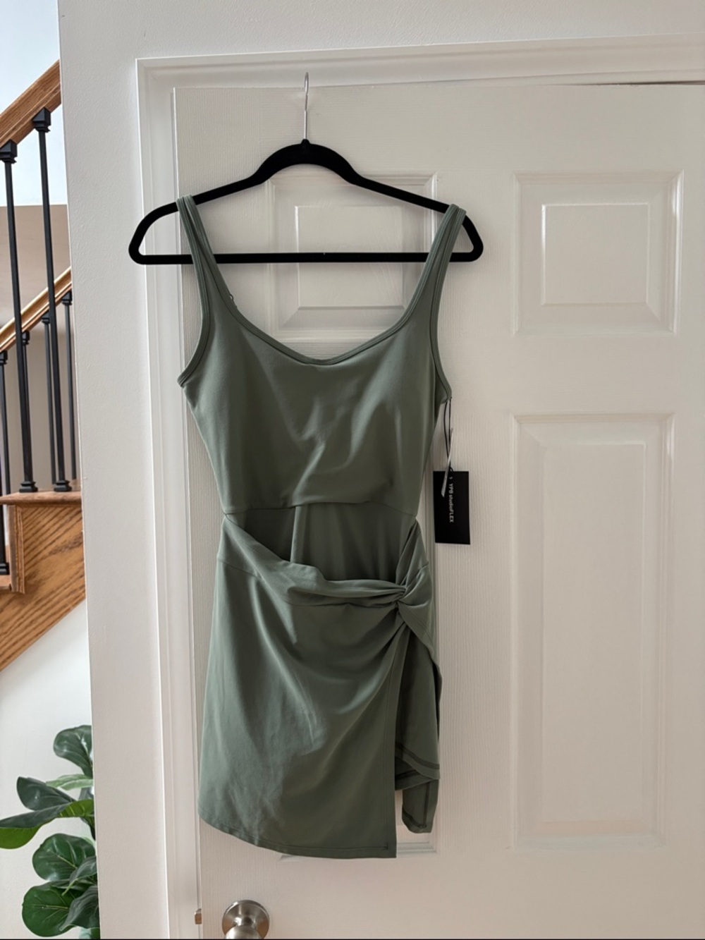 Abercrombie & Fitch Active Sage Green Tank Dress with Side Knot - Picture 5 of 8